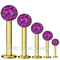 316L Surgical Stainless Steel Gold Plated Factory Price Lip Piercing Low